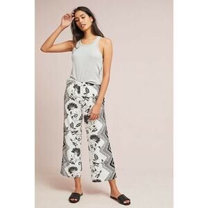 NEW Anthropologie Glencairn Cropped Wide-Leg Trousers by ett:twa $118 Sz S B&W